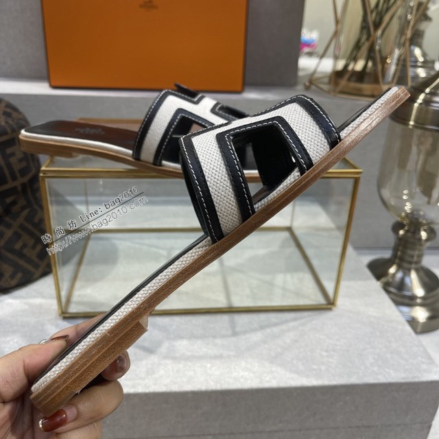 Hermes愛馬仕2022早春新款拼接工藝純手工鞋頂級愛馬仕拖鞋 dx3389